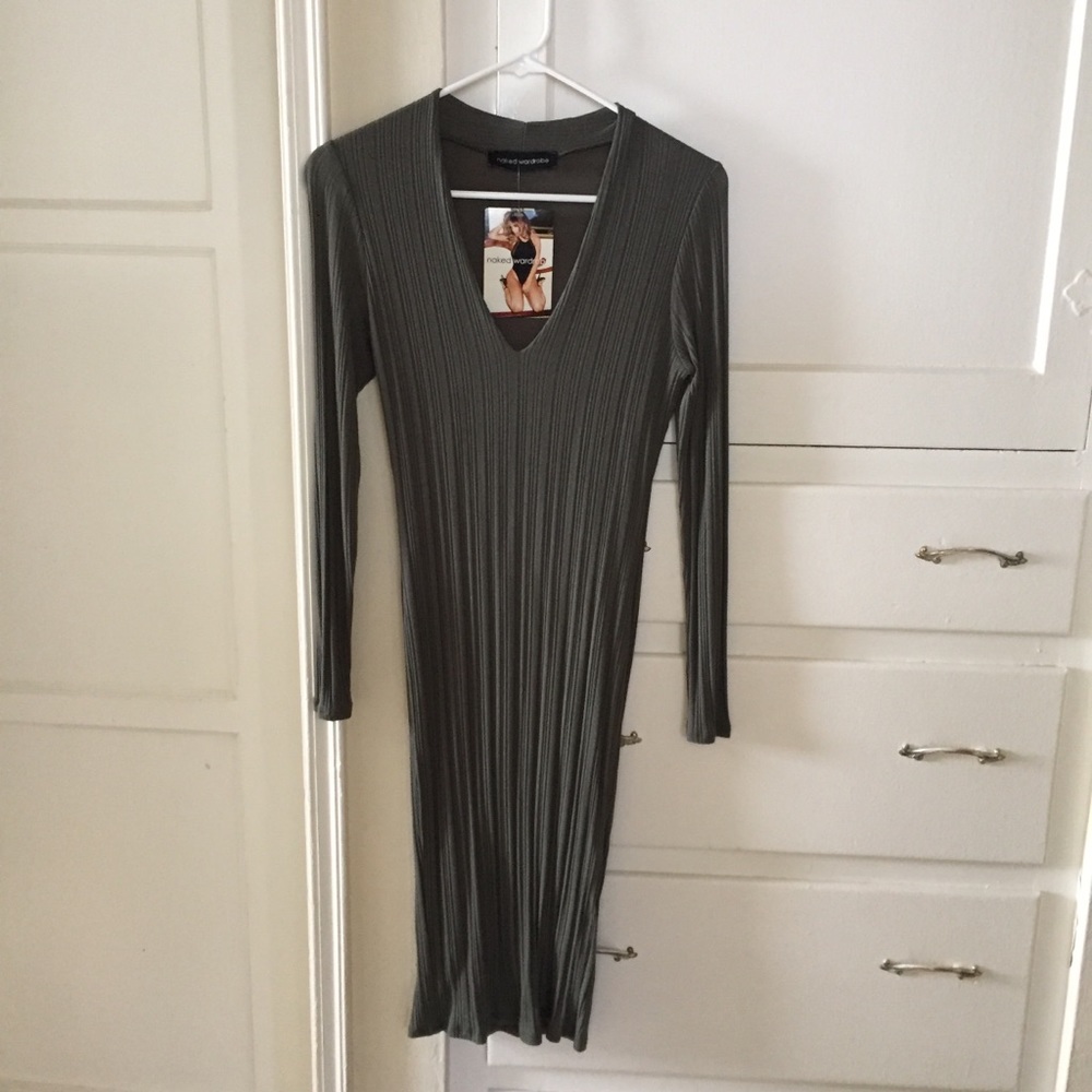 Naked Wardrobe olive dress